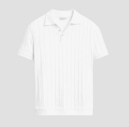 Men's Vertical Ribbed Raglan Polo Shirt - Stylish Casual Wear