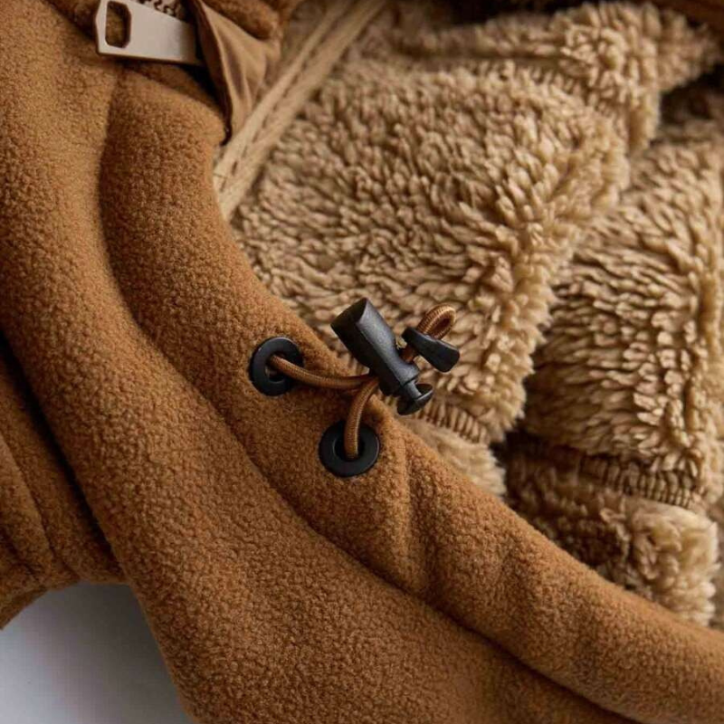 Men's Hooded Fleece Winter Jacket with Zippered Pockets for Cold Weather